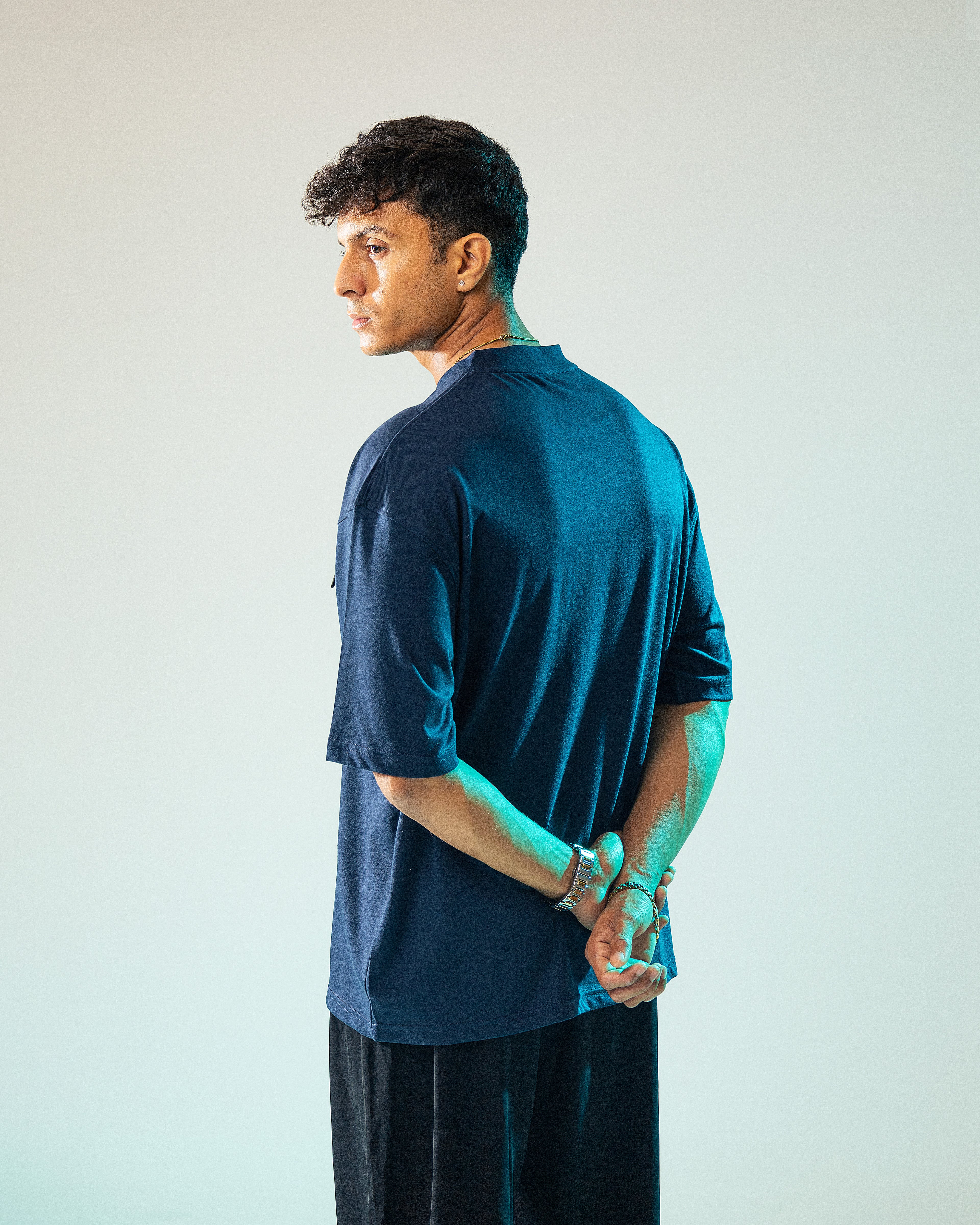 Navy Blue Black Cargo Pocket Tshirt