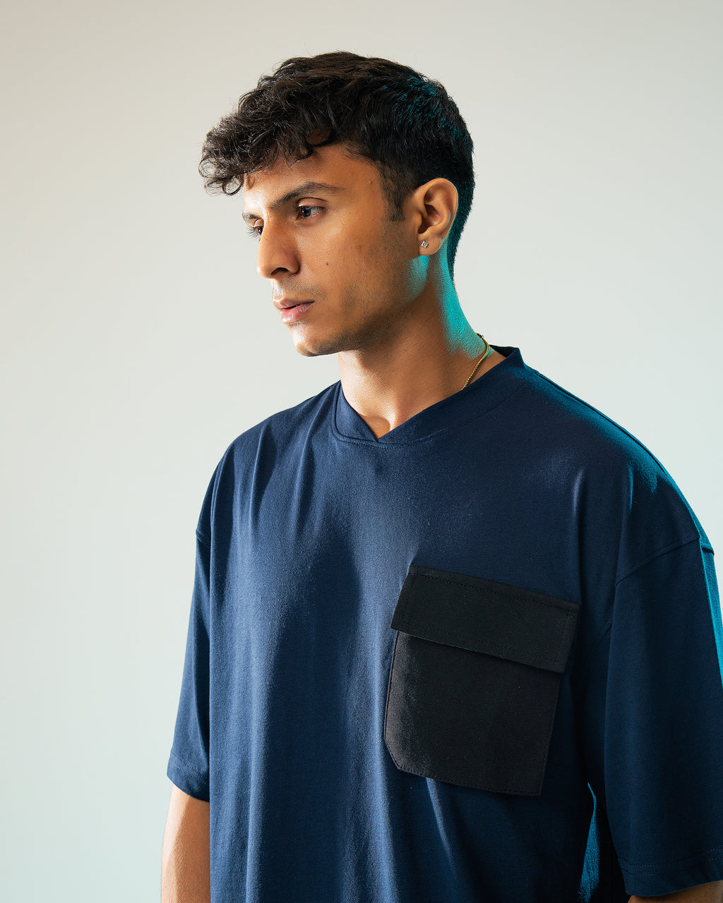 Navy Blue Black Cargo Pocket Tshirt