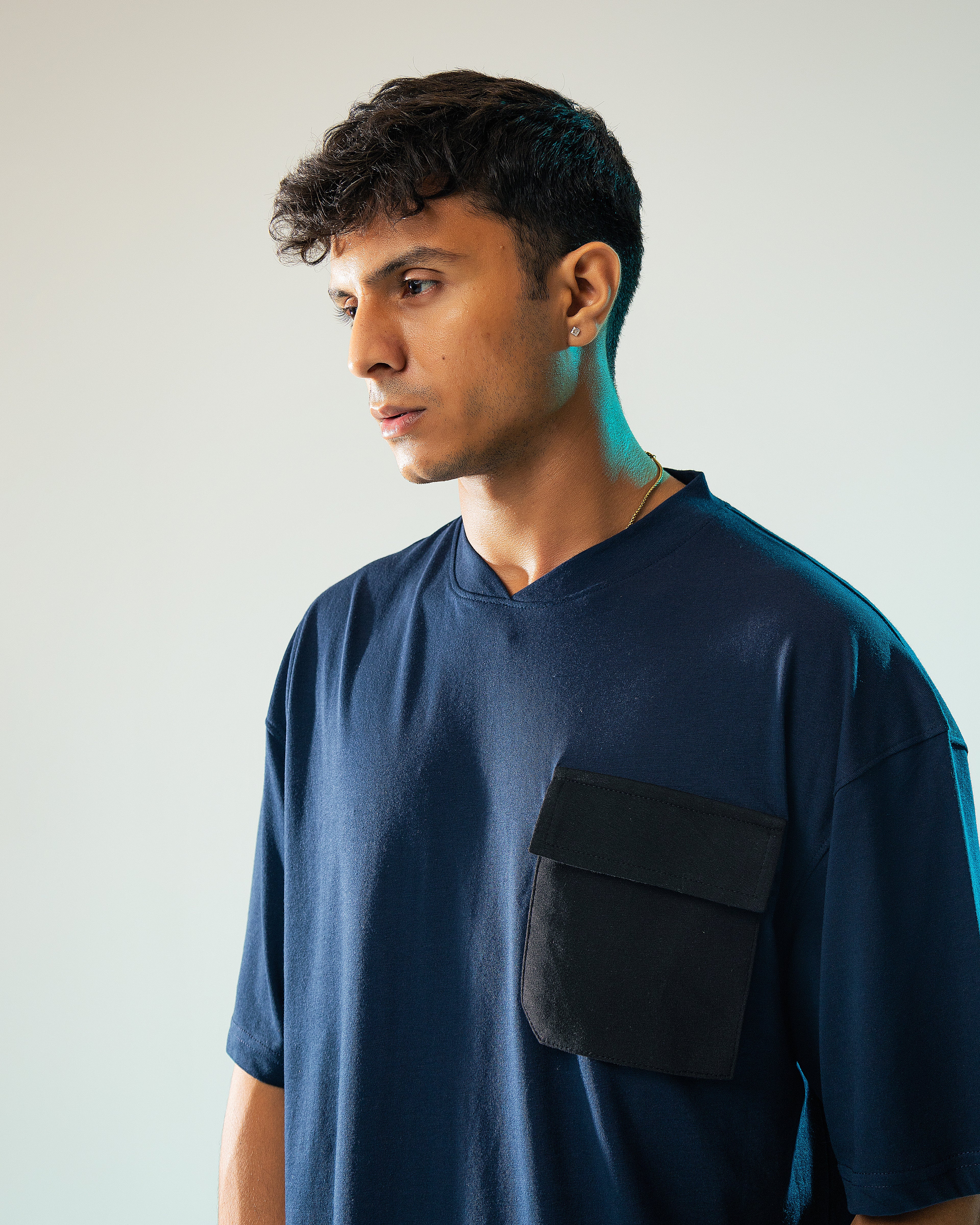Navy Blue Black Cargo Pocket Tshirt