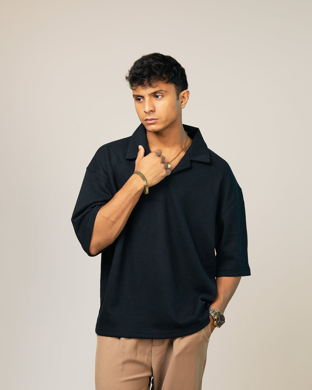 Jet Black Thermal Polo