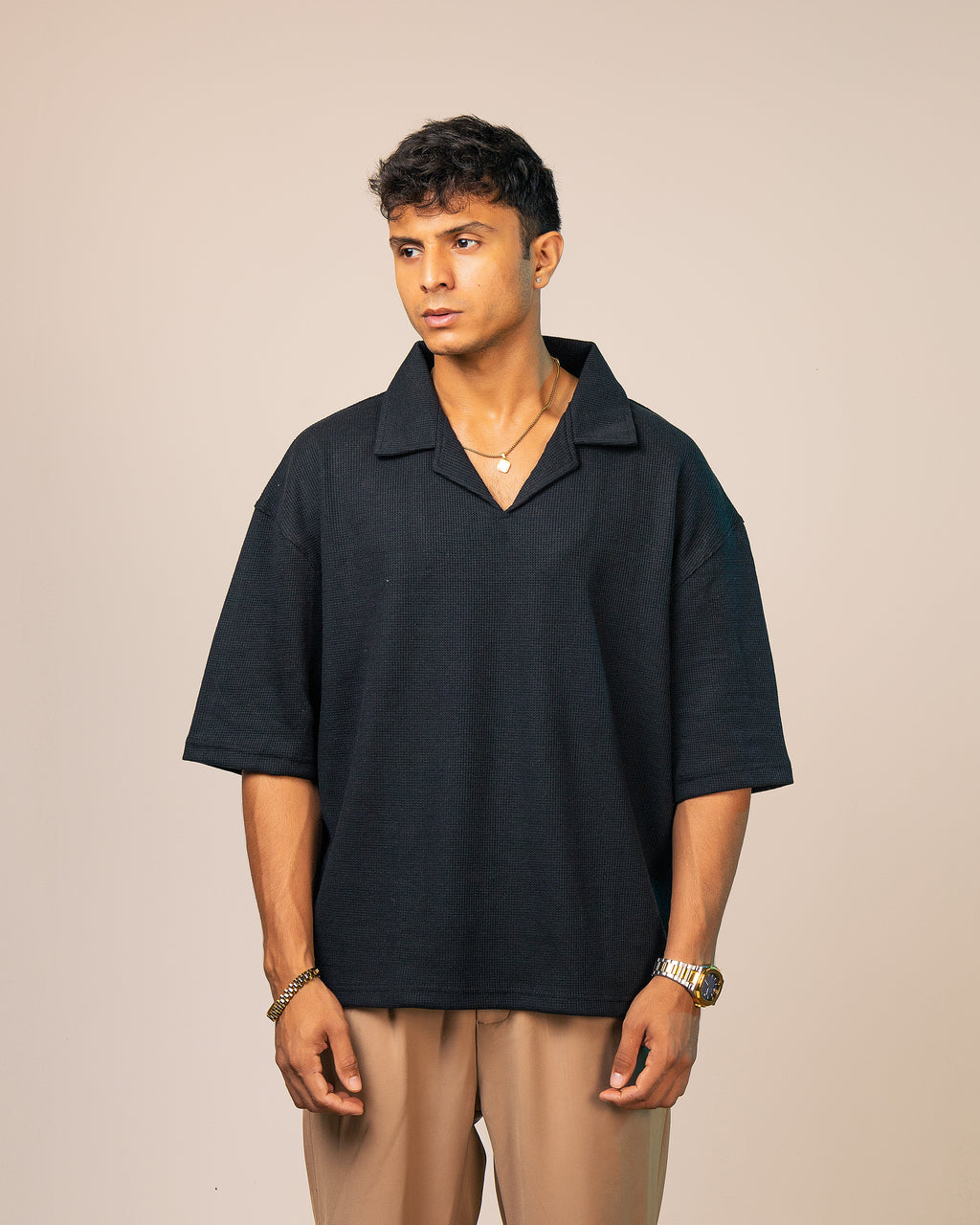 Jet Black Thermal Polo