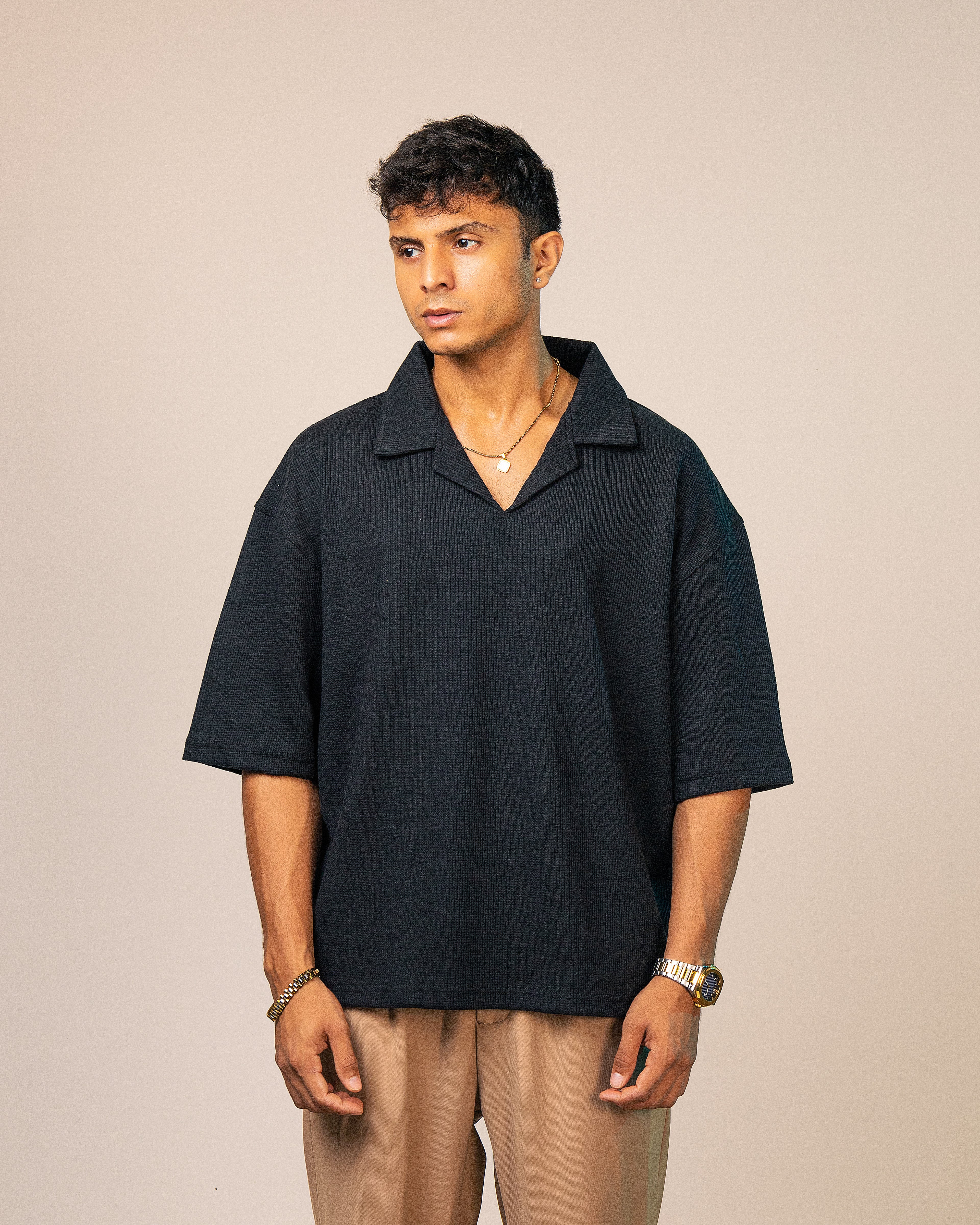 Jet Black Thermal Polo