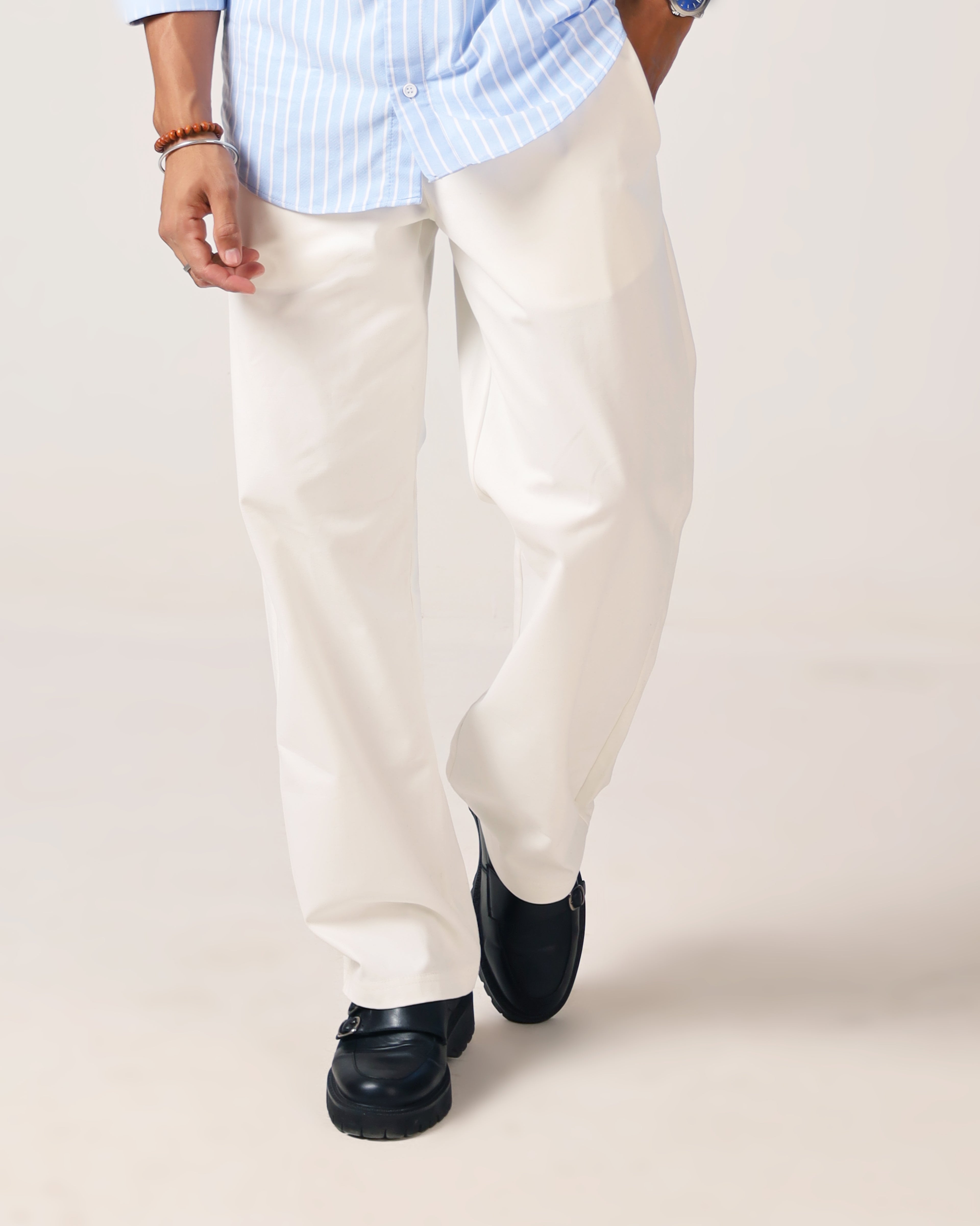 White Relaxed Twill Trouser