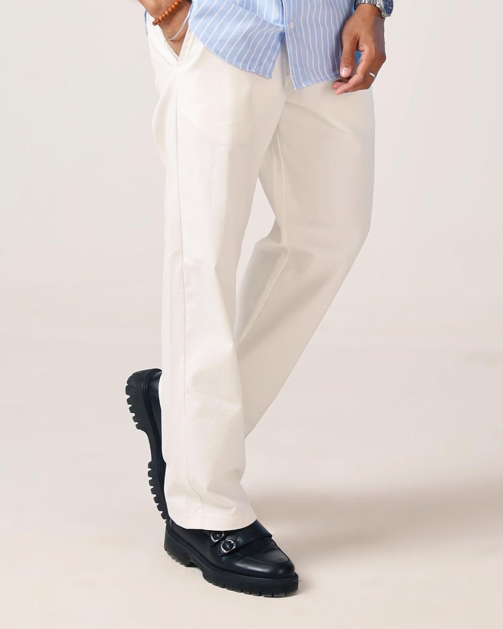 White Relaxed Twill Trouser